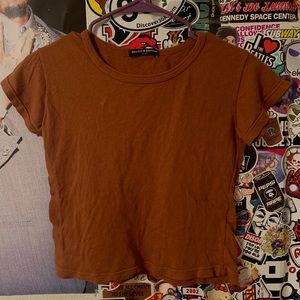 COPY - Brandy melville rust brown colored baby tee